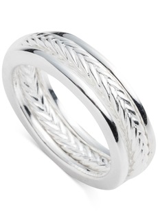 Lauren Ralph Lauren 3-Pc. Set Polished & Herringbone Design Stack Rings in Sterling Silver - Sterling Silver