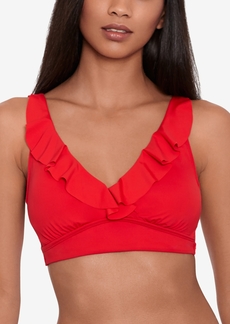 Lauren Ralph Lauren Beach Club Solid Ruffle Bikini Top - Red