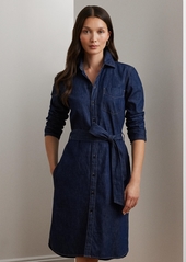 Lauren Ralph Lauren Belted Denim Shirtdress - Pure Rinse Wash