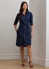 Lauren Ralph Lauren Belted Denim Shirtdress - Pure Rinse Wash