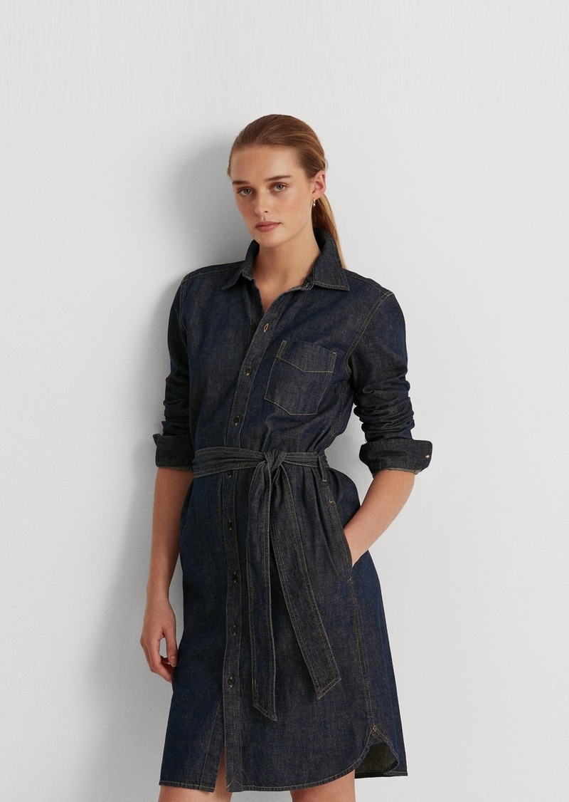 Lauren Ralph Lauren Belted Denim Shirtdress - Pure Rinse Wash