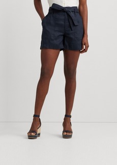 Lauren Ralph Lauren Belted Linen Shorts - Lauren Navy