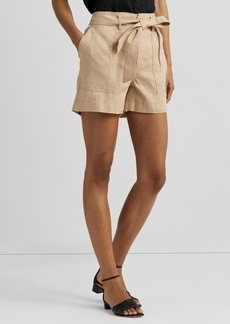 Lauren Ralph Lauren Belted Linen Shorts - Birch Tan