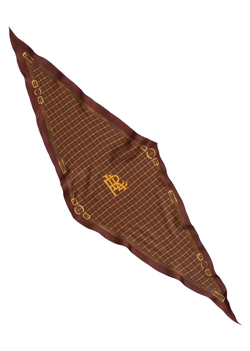 Lauren Ralph Lauren Belting and Plaid Small Diamond Scarf - Deep Mahogany