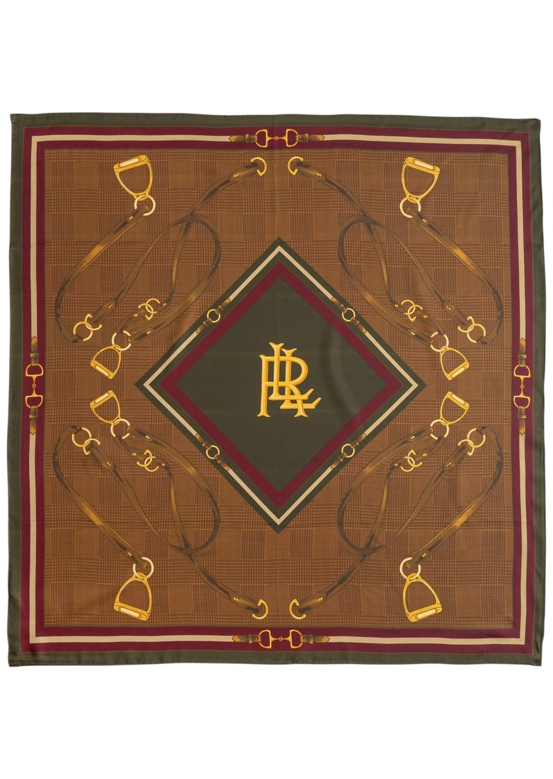 Lauren Ralph Lauren Belting Motif and Glenplaid Square Scarf - Deep Mahogany