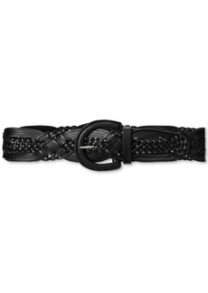 Lauren Ralph Lauren Braided O-Ring Buckle Leather Belt - Black