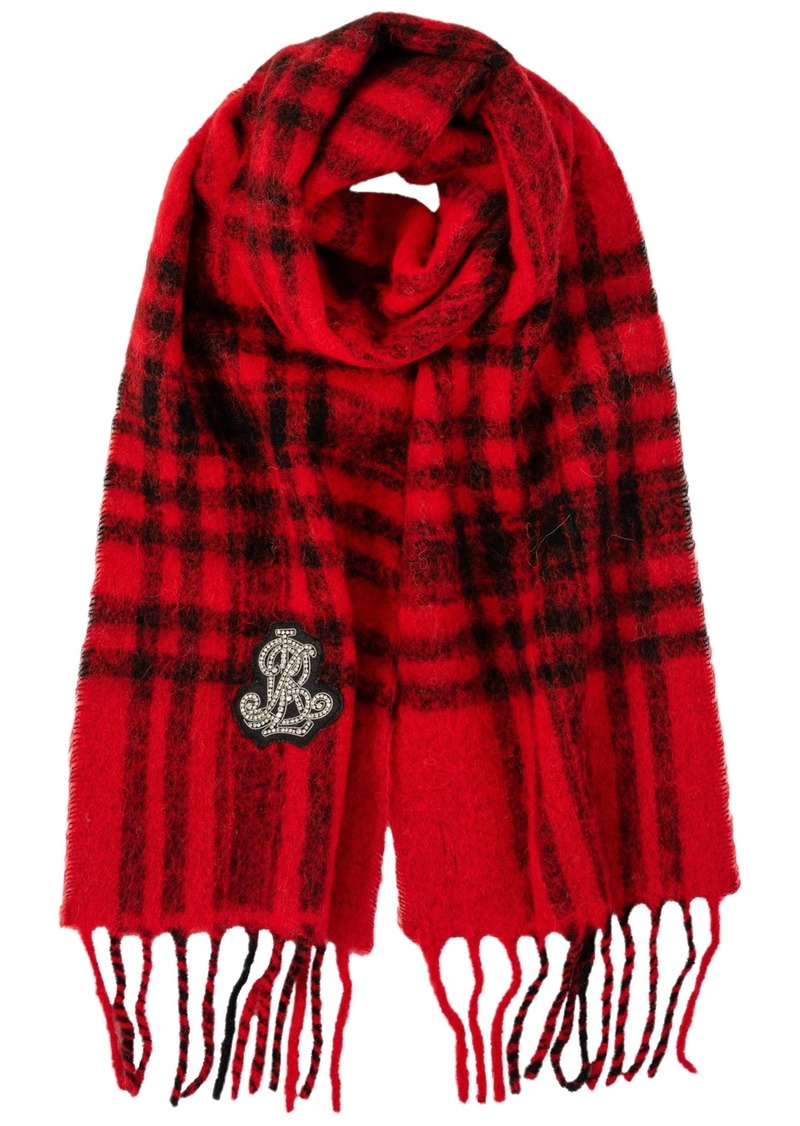 Lauren Ralph Lauren Brushed Lofty Scarf with Crystal Patch - Black/Red