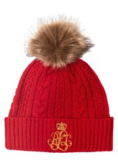 Lauren Ralph Lauren Cable Hat with Direct Embroidery and Stones - Pinot Noir