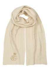 Lauren Ralph Lauren Cable Scarf with Direct Embroidery and Stones - Pinot Noir