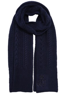 Lauren Ralph Lauren Cable Scarf with Direct Embroidery and Stones - Navy