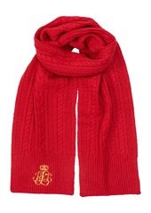 Lauren Ralph Lauren Cable Scarf with Direct Embroidery and Stones - Pinot Noir