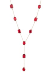 "Lauren Ralph Lauren Color Crystal Lariat Necklace, 16"" + 3"" extender - Bright Red"