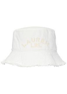 Lauren Ralph Lauren Cotton Bucket Hat with Frayed Edge - Cream
