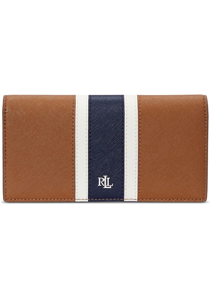 Lauren Ralph Lauren Crosshatch Leather Slim Wallet - Tan Multi