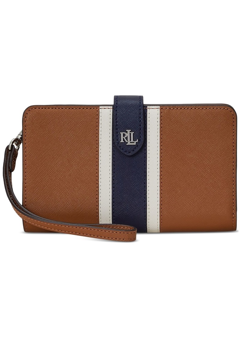 Lauren Ralph Lauren Crosshatch Leather Slim Wallet - Tan Multi