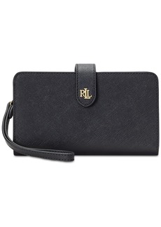 Lauren Ralph Lauren Crosshatch Leather Tech Wristlet - Black