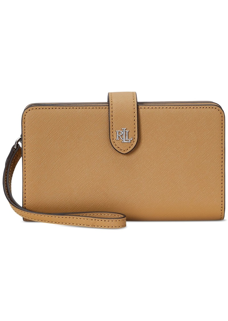 Lauren Ralph Lauren Crosshatch Leather Tech Wristlet - Camel