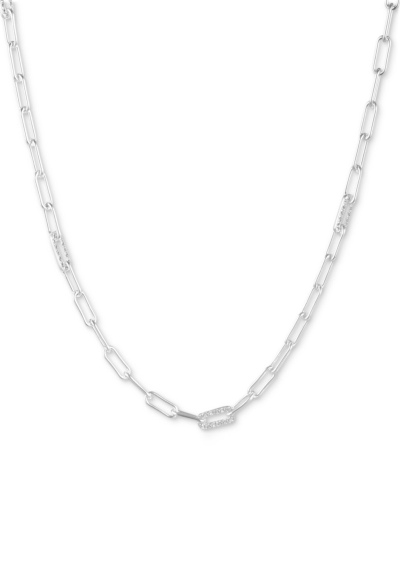 "Lauren Ralph Lauren Crystal Pave Open Link Collar Necklace in Sterling Silver, 15"" + 3"" extender - Sterling Silver"