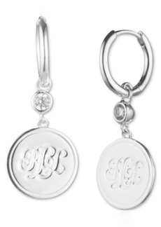 Lauren Ralph Lauren Cubic Zirconia Logo Coin Drop Earrings in Sterling Silver - Sterling Silver