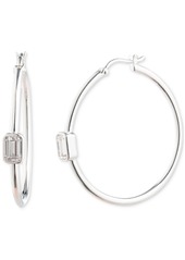 "Lauren Ralph Lauren Cubic Zirconia Polished Medium Hoop Earrings in Sterling Silver, 1.52"" - Sterling Silver"