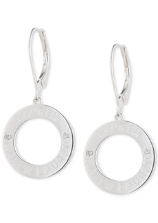 Lauren Ralph Lauren Diamond Circle Logo Drop Earrings (1/20 ct. t.w.) in Sterling Silver - Sterling Silver