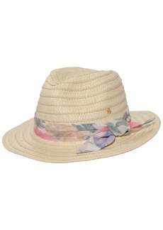 Lauren Ralph Lauren Fedora with Floral Band with Knot Hat - Natural Multi