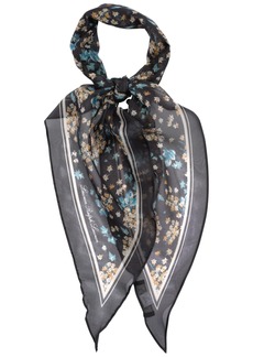 Lauren Ralph Lauren floral diamond with stripe border scarf - Black