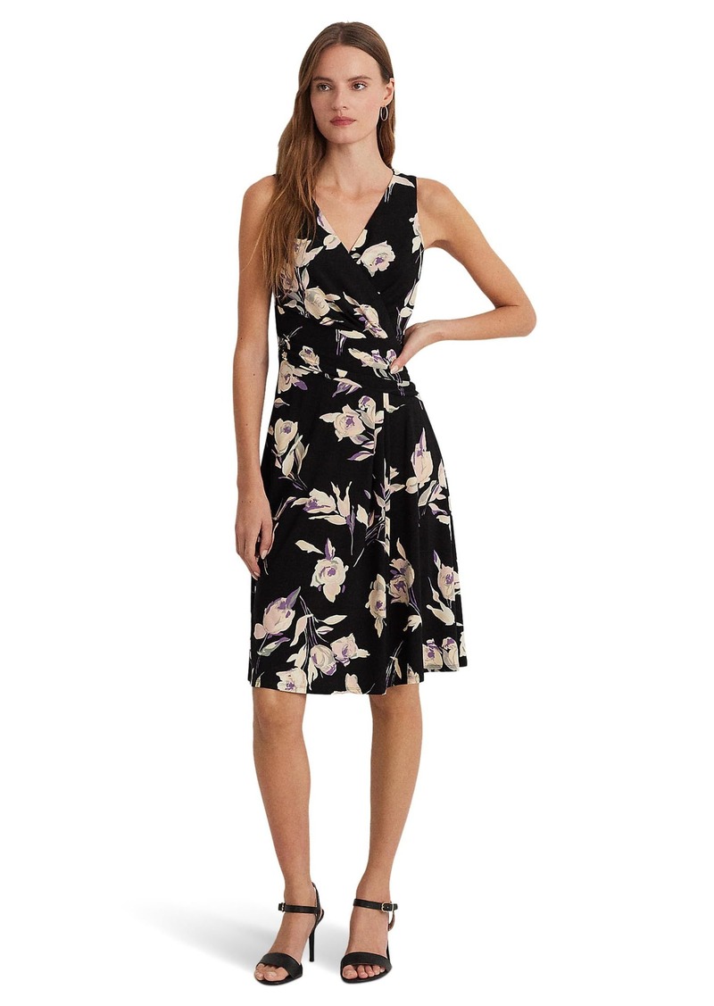 Lauren Ralph Lauren Floral Surplice Jersey Sleeveless Dress