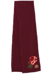 Lauren Ralph Lauren Flower Intarsia Knit Scarf - Pinot Noir