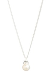 "Lauren Ralph Lauren Freshwater Pearl (7-1/2mm) Pendant Necklace in Sterling Silver, 15"" + 3"" extender - Sterling Silver"