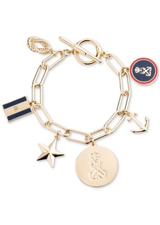 Lauren Ralph Lauren Gold-Tone & Enamel Nautical Charm Toggle Bracelet - Navy