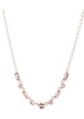 "Lauren Ralph Lauren Gold-Tone Baguette Stone Statement Necklace, 16"" + 3"" extender - Light Pink"