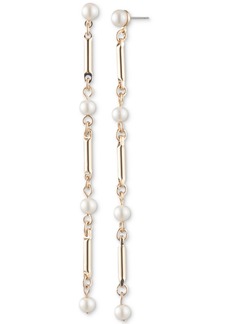 Lauren Ralph Lauren Gold-Tone Bar & Imitation Pearl Linear Drop Earrings - White