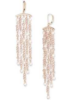 Lauren Ralph Lauren Gold-Tone Bead & Imitation Pearl Chandelier Earrings - Pink