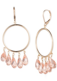Lauren Ralph Lauren Gold-Tone Bead Charm Drop Hoop Earrings - Pink
