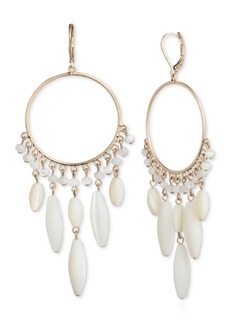 Lauren Ralph Lauren Gold-Tone Beaded Hoop Statement Earrings - Pearl