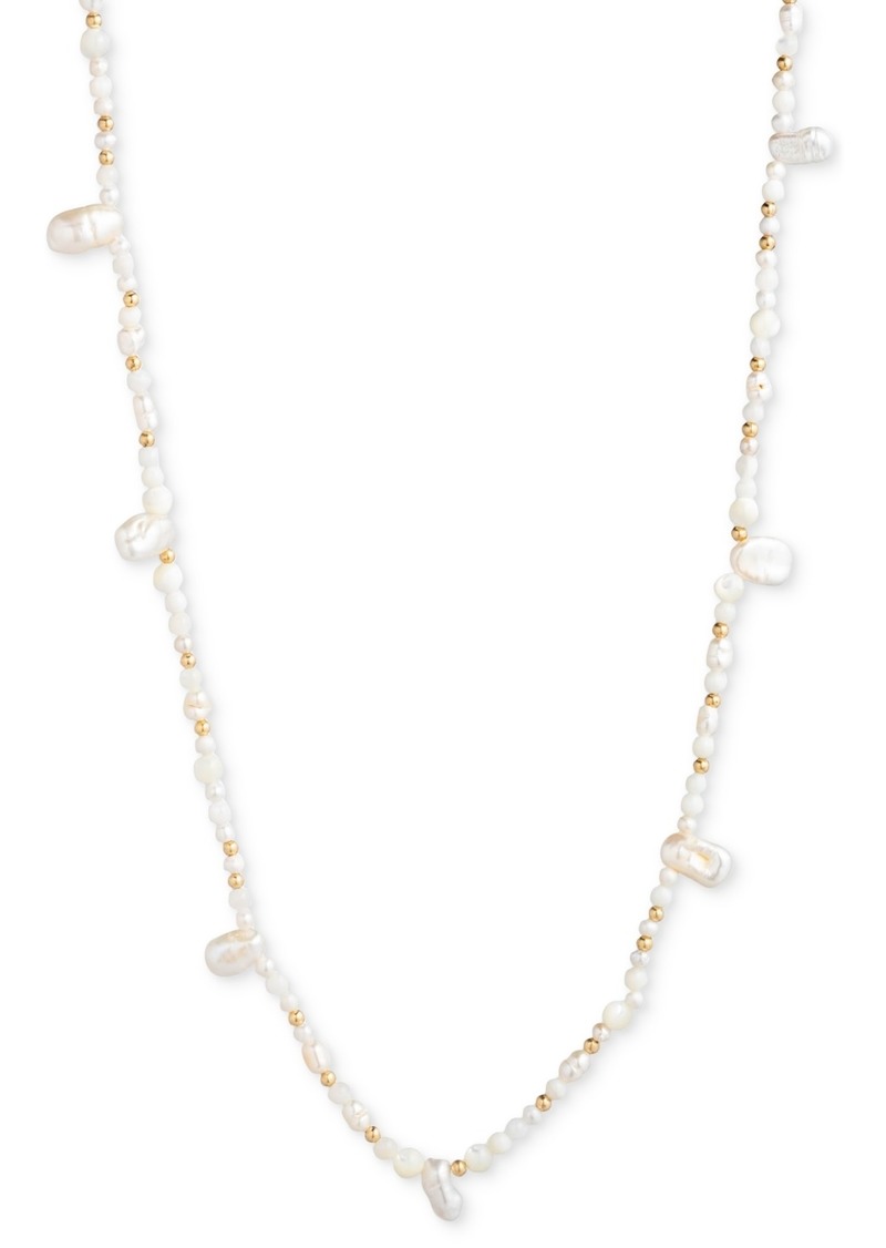 "Lauren Ralph Lauren Gold-Tone Beaded Strand Necklace, 32"" + 3"" extender - Pearl"