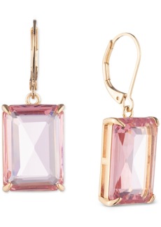 Lauren Ralph Lauren Gold-Tone Color Emerald-Cut Stone Drop Earrings - Pink
