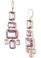 Lauren Ralph Lauren Gold-Tone Color Rectangular Crystal Chandelier Earrings - Pink