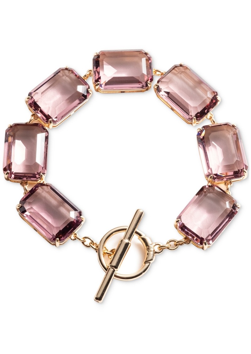 Lauren Ralph Lauren Gold-Tone Color Rectangular Stone Flex Bracelet - Pink