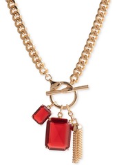 "Lauren Ralph Lauren Gold-Tone Color Stone & Tassel Multi-Charm 17"" Pendant Necklace - Light Pink"