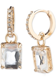 Lauren Ralph Lauren Gold-Tone Color Stone Charm Pave Huggie Hoop Earrings - Clear