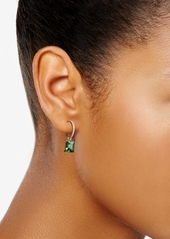 Lauren Ralph Lauren Gold-Tone Color Stone Charm Pave Huggie Hoop Earrings - Green