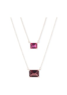 "Lauren Ralph Lauren Gold-Tone Color Stone Layered Pendant Necklace, 16"" + 3"" extender - Pink"