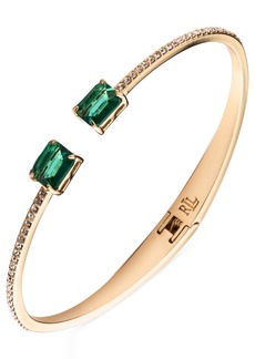 Lauren Ralph Lauren Gold-Tone Colored Stone & Crystal Cuff Bangle Bracelet - Green