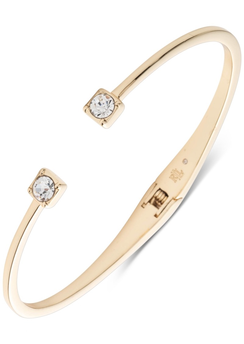 Lauren Ralph Lauren Gold-Tone Crystal Cuff Bracelet - Crystal Wh