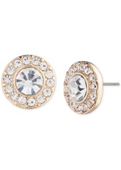 Lauren Ralph Lauren Gold-Tone Crystal Halo Polished Stud Earrings - White