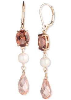 Lauren Ralph Lauren Gold-Tone Crystal, Imitation Pearl & Bead Linear Drop Earrings - Pink