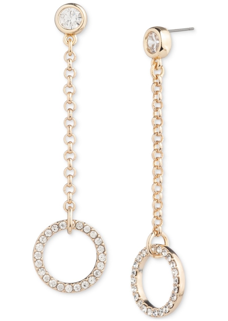 Lauren Ralph Lauren Gold-Tone Crystal Rolo Chain Linear Earrings - Clear