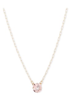 "Lauren Ralph Lauren Gold-Tone Cushion-Cut Pink Stone Pendant Necklace, 16"" + 3"" extender - Light Pink"
